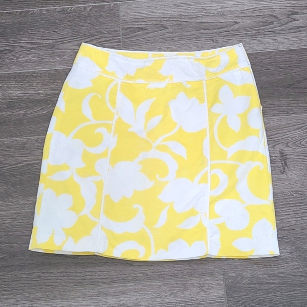 Ann Taylor Yellow & White Jean Skirt